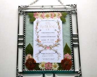 TO BE MADE, Custom-Framed Wedding Invitation With Pressed Flowers, Wedding Keepsake or Shower Gift, Handcrafted in America