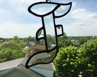 SALES/CLOSEOUTS|Stained Glass Initial F Suncatcher|Letter F|F|FMonogram|Beveled Glass|Glass Art|Handcrafted|Made in USA