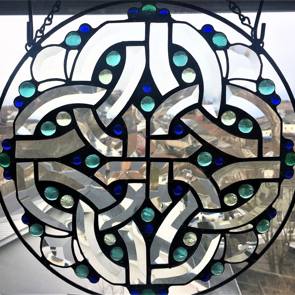 Celtic Knot|Celtic Knot Stained Glass|Celtic Knot Panel|Irish Stained Glass Panel|Handcrafted|Made in USA