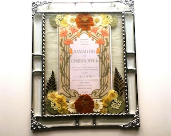 TO BE MADE, Custom-Framed Wedding Invitation With Pressed Flowers, Wedding Keepsake or Shower Gift, Handcrafted in America