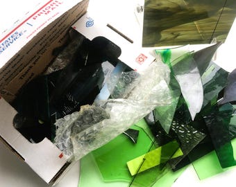 Stained Glass Scrap, Green Mix, 3+Pounds, Best Price on Etsy!