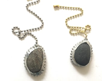 Pebble Fan Pulls, Rustic Stone Pull Chains, Gold or Silver Toned Chain, Handcrafted, Made in USA