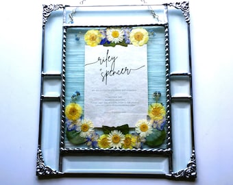 TO BE MADE, Custom-Framed Wedding Invitation With Pressed Flowers, Wedding Keepsake or Shower Gift, Handcrafted in America