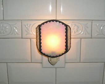 Stained Glass Nightlight, Home & Living, Lighting, Night Lights, White, Antique Beaded Finish, Handcrafted, Made in USA