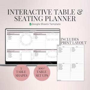 Sjabloon bruiloft tafelschikking Google Spreadsheets | Interactief werkblad gastentafel | Afdrukklare lay-out