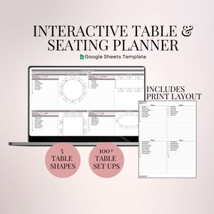 Plantilla de plano de asientos para bodas (Hojas de cálculo de Google) / Hoja de cálculo interactiva para mesas de invitados / Diseño listo para imprimir