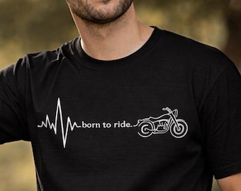 Born to Ride heartbeat motorcycle T-Shirt | Biker shirt