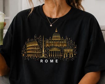 Rome skyline illustration T-Shirt | Vatican Colosseum cityscape