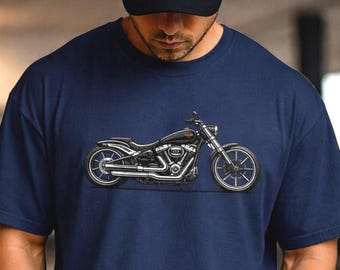Classic Cruiser Motorcycle T-Shirt | Side Profile Bike Illustration