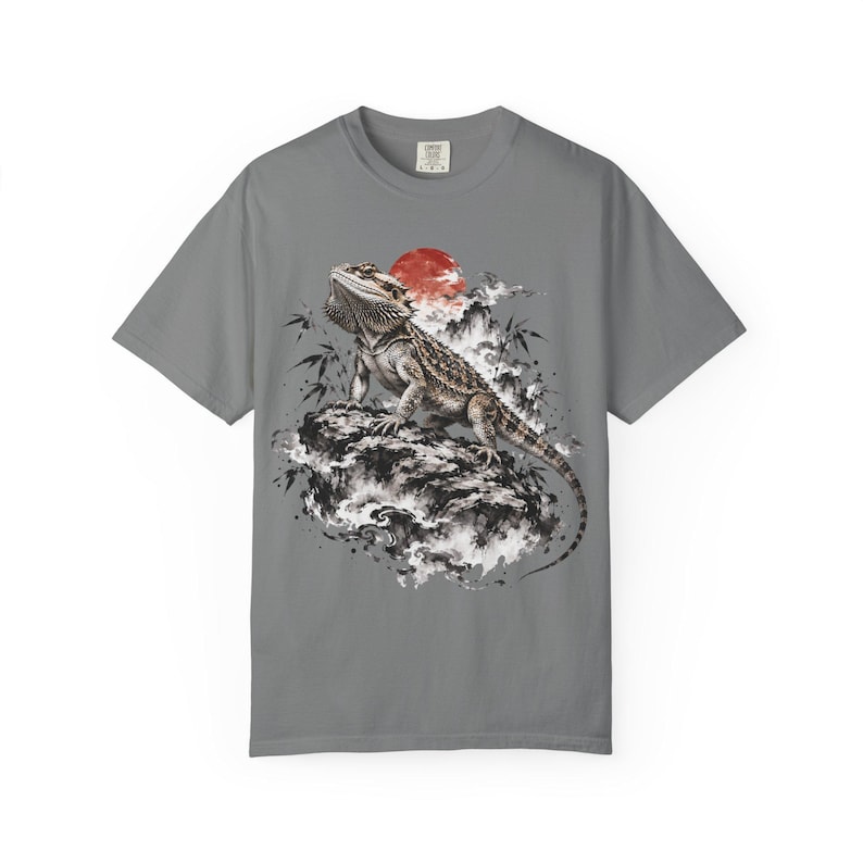 Bearded Dragon T-Shirt | Japanese Sumi-e Reptile Tee | Comfort Colors 1717 | Lizard Lover Gift image 6