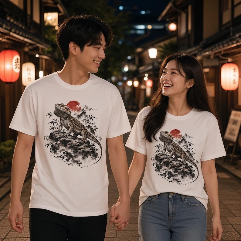 Bearded Dragon T-Shirt | Japanese Sumi-e Reptile Tee | Comfort Colors 1717 | Lizard Lover Gift image 11