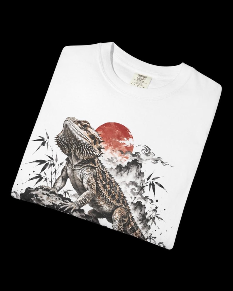 Bearded Dragon T-Shirt | Japanese Sumi-e Reptile Tee | Comfort Colors 1717 | Lizard Lover Gift image 8