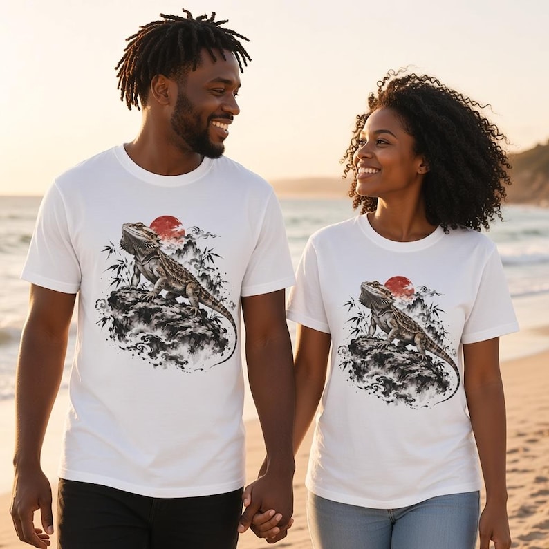 Bearded Dragon T-Shirt | Japanese Sumi-e Reptile Tee | Comfort Colors 1717 | Lizard Lover Gift image 12