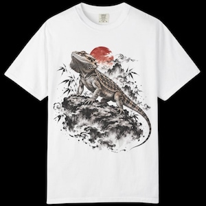 Bearded Dragon T-Shirt | Japanese Sumi-e Reptile Tee | Comfort Colors 1717 | Lizard Lover Gift image 2