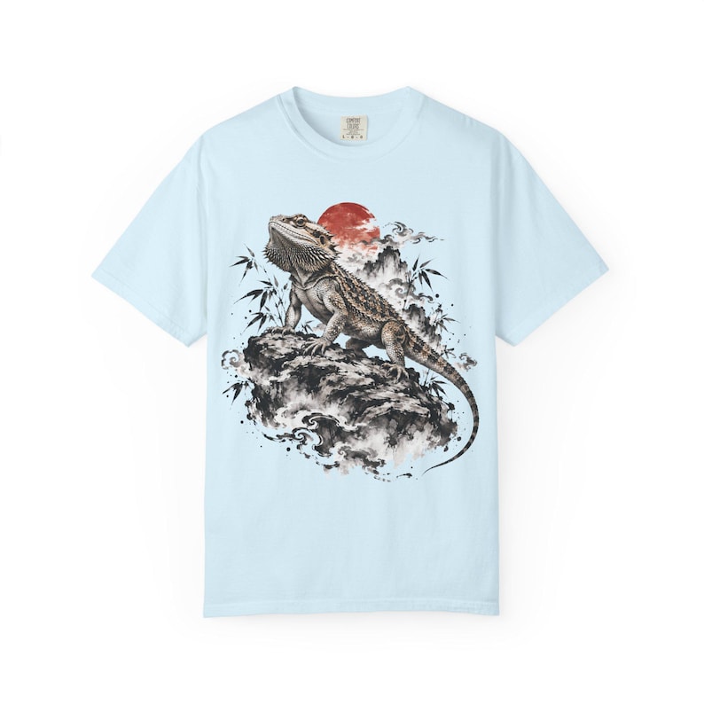 Bearded Dragon T-Shirt | Japanese Sumi-e Reptile Tee | Comfort Colors 1717 | Lizard Lover Gift image 5