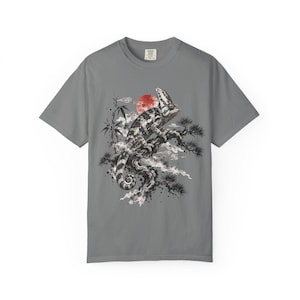 T-shirt met gesluierde kameleon | Japanse Sumi-e reptielen-T-shirt | Comfort Colors 1717 | Cadeau voor kameleonliefhebbers afbeelding 10