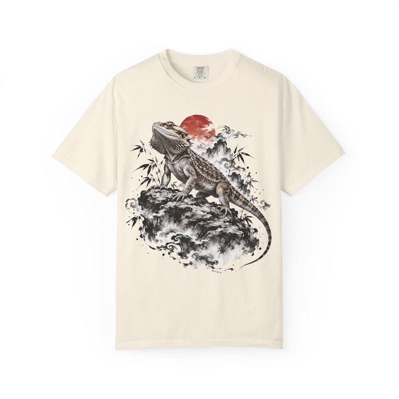 Bearded Dragon T-Shirt | Japanese Sumi-e Reptile Tee | Comfort Colors 1717 | Lizard Lover Gift image 3