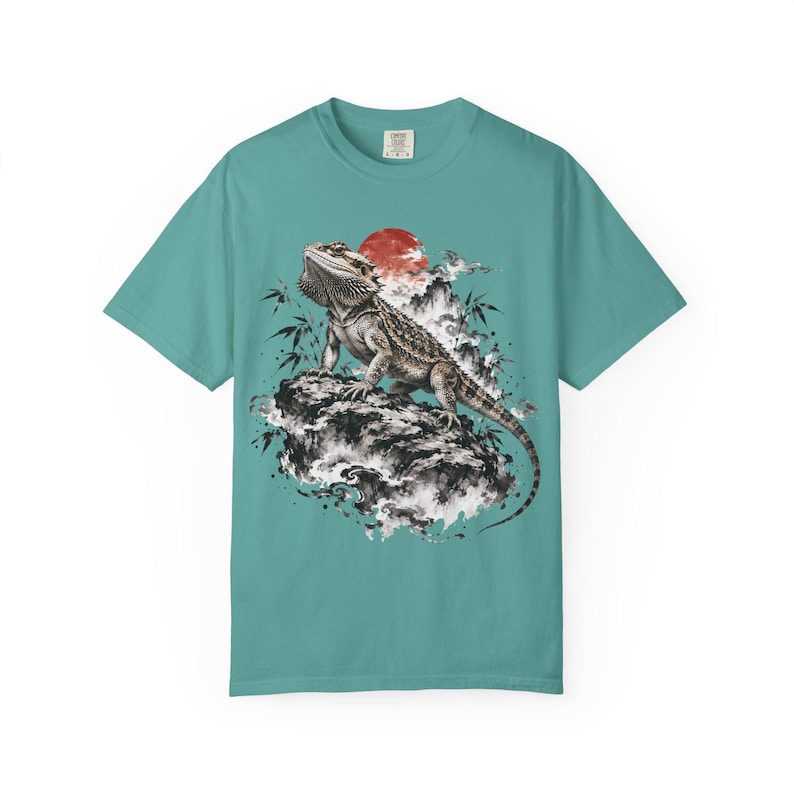 Bearded Dragon T-Shirt | Japanese Sumi-e Reptile Tee | Comfort Colors 1717 | Lizard Lover Gift image 7