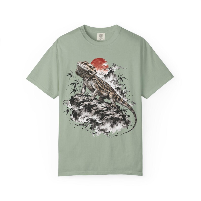 Bearded Dragon T-Shirt | Japanese Sumi-e Reptile Tee | Comfort Colors 1717 | Lizard Lover Gift image 4
