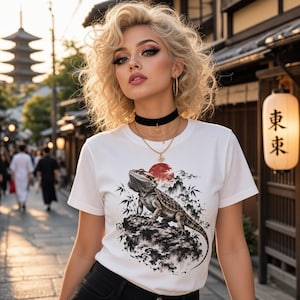 Bearded Dragon T-Shirt | Japanese Sumi-e Reptile Tee | Comfort Colors 1717 | Lizard Lover Gift image 10