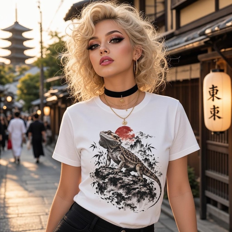 Bearded Dragon T-Shirt | Japanese Sumi-e Reptile Tee | Comfort Colors 1717 | Lizard Lover Gift image 10