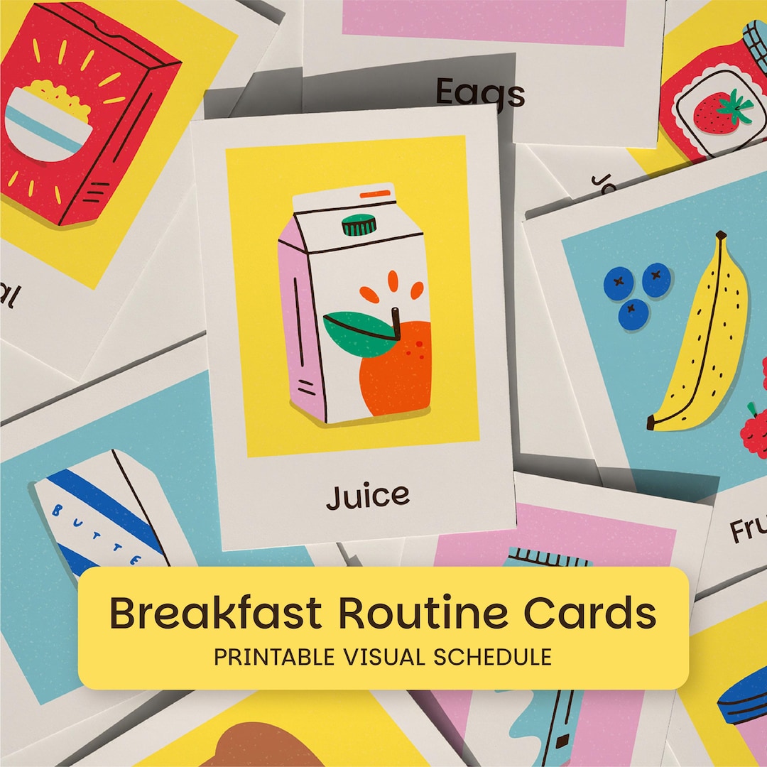 Breakfast Cards for Kids | Printable Visual Schedule | Morning Routine ...