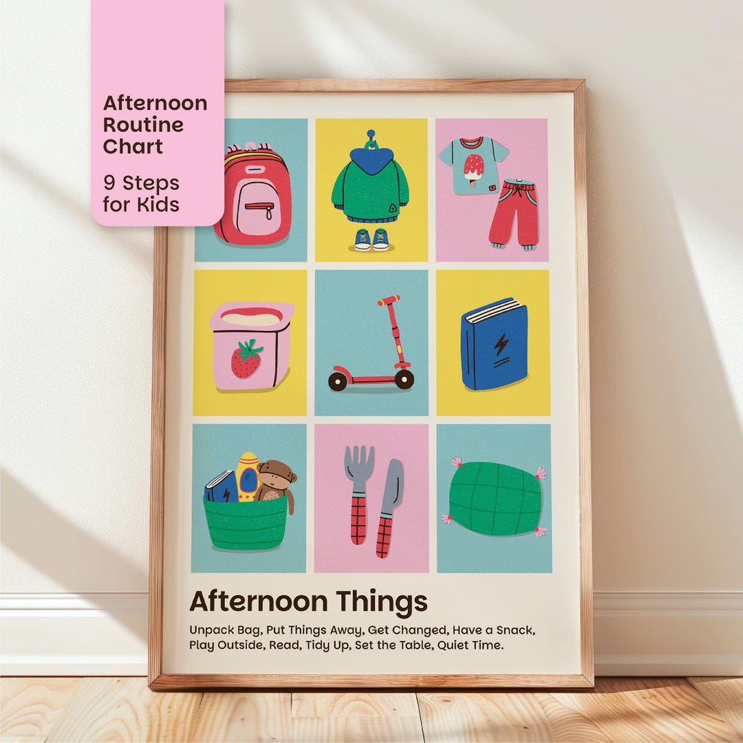 Afternoon Routine Poster Printable | Kids Visual Schedule | Calm Daily ...