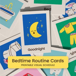Schede per la routine della buonanotte stampabili / Schede visive per la pianificazione della giornata dei bambini / Notti senza stress