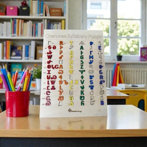 Cherokee-lettergreeppuzzel | Inheems speelgoed voor het leren van talen | Culturele educatieve puzzel