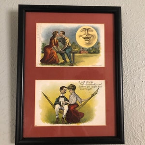 Cartões postais de amantes emoldurados dos anos 1900