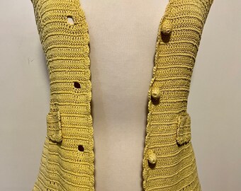 1970s natural dye crochet vest