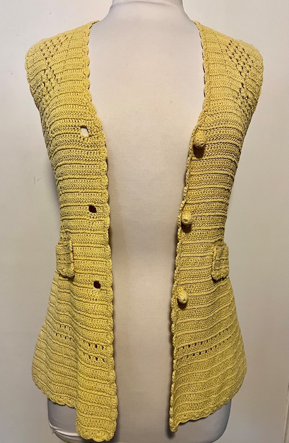 1970s natural dye crochet vest