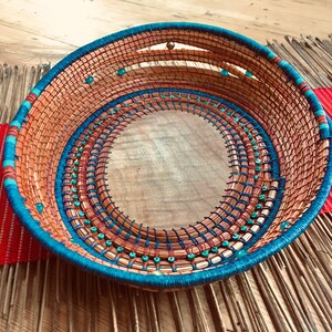 Decorative Pine Needle Basket with Exotic Hardwood image 10