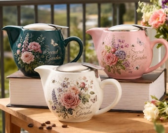 Florale Teekanne, Vintage Teekanne aus Keramik, Vintage Cottagecore Teekanne, ästhetisches Küche Dekor, Geschenk für Teeliebhaber, Porzellan Teekanne