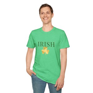 Irish shamrock tee | Irish T-Shirt with gold clover and 'Good Bye' back design image 9