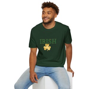 Irish shamrock tee | Irish T-Shirt with gold clover and 'Good Bye' back design image 6
