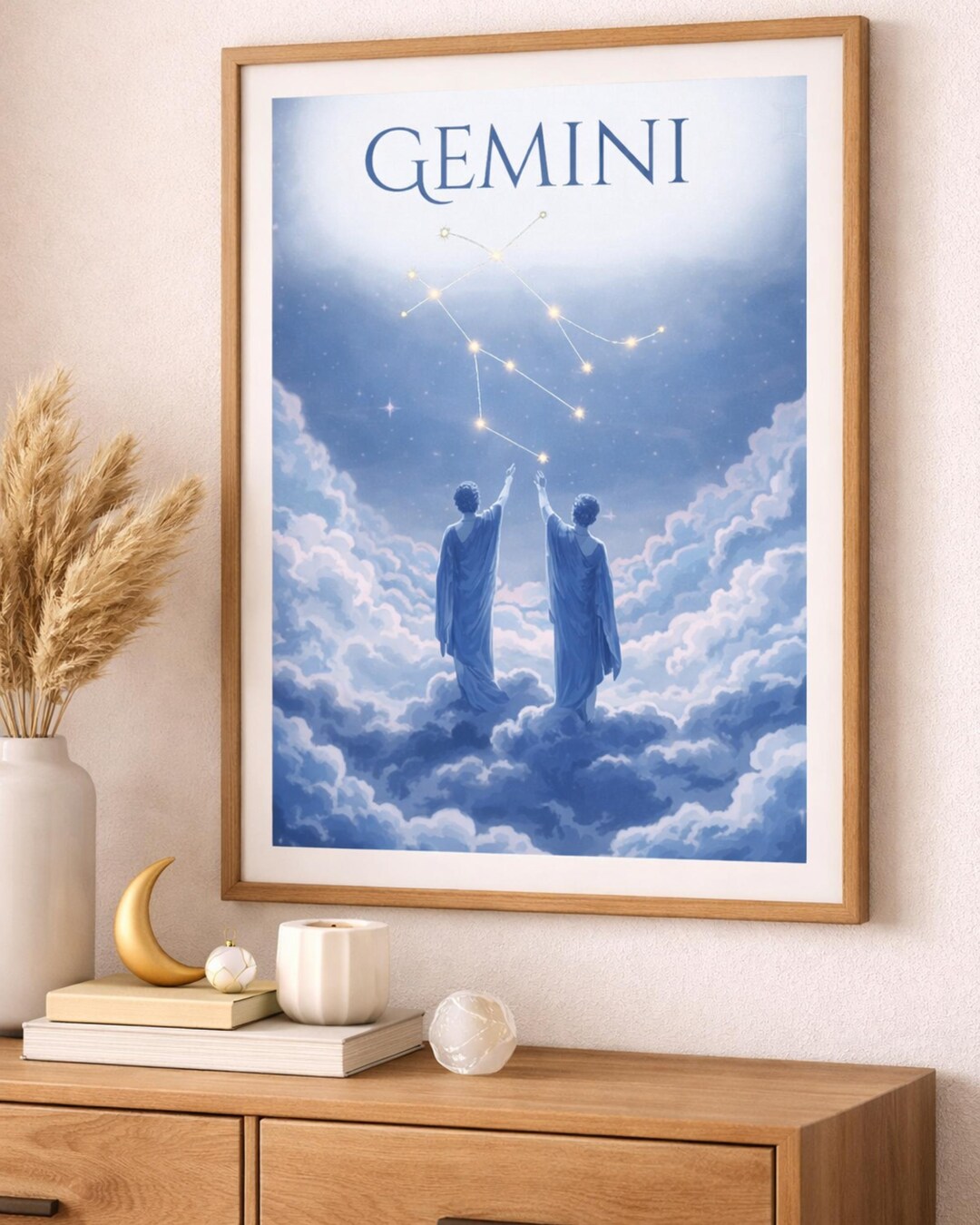 Gemini Wall Art, Zodiac Poster, Celestial Digital Download, Cloud Sky ...