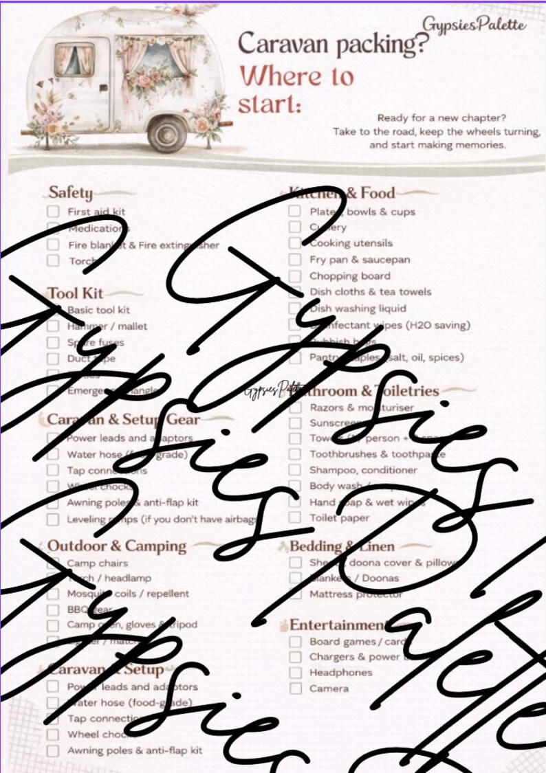 Ultimate Caravan Packing Checklist. Travel Essentials Printable - Etsy ...