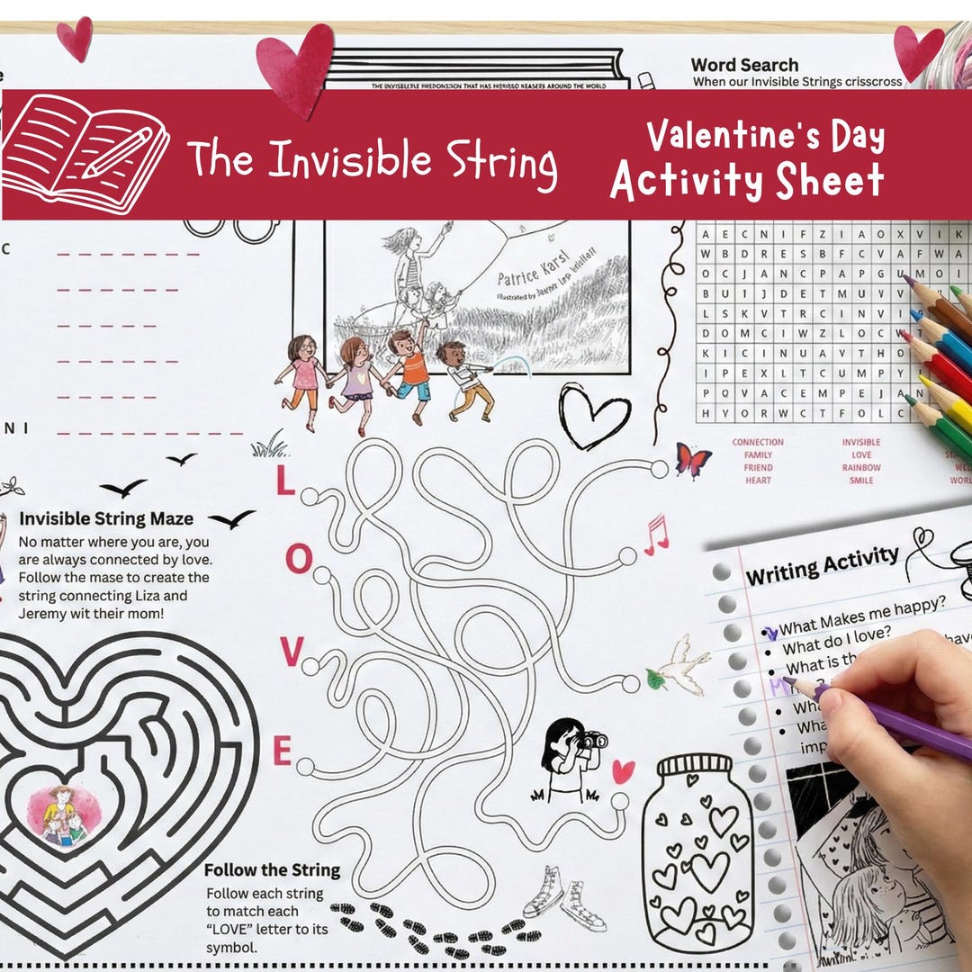Invisible String Valentine Activity Placemat, Kids SEL Game (digital ...