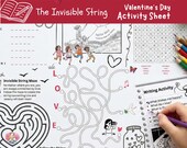 Invisible String Valentine Activity Placemat, Kids SEL Game (Digital Download PDF)