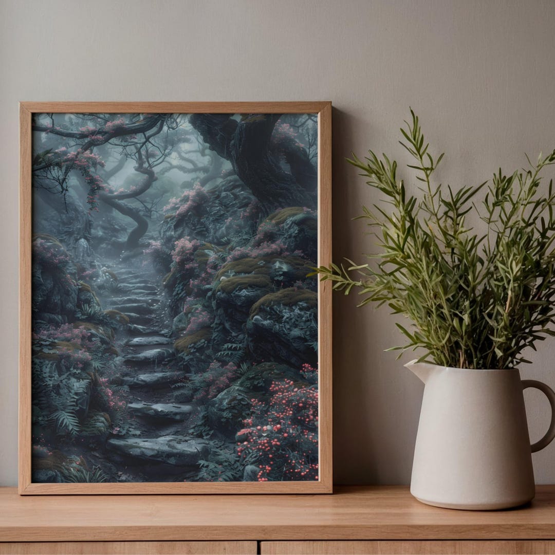 Moody Dark Forest Printable Wall Art | Misty Enchanted Woodland Digital ...