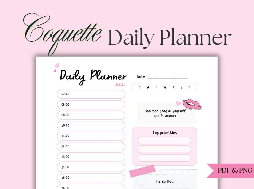Coquette Pink Digital Planner | Aesthetic Daily Planner PDF | Cute ...