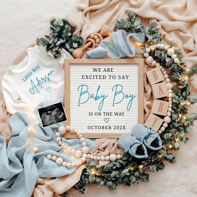 Boy Pregnancy Announcement Template Editable Social Media Gender