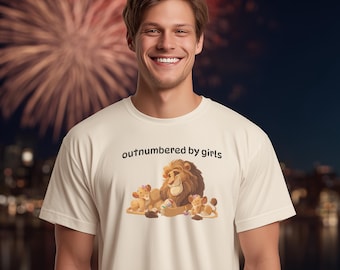 Outnumbered by Girls Lion Dad T-Shirt – Funny Father’s Day Gift