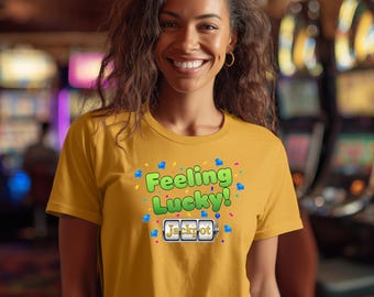 Feeling Lucky Jackpot Slot Machine T-Shirt | Casino Vegas Graphic Tee