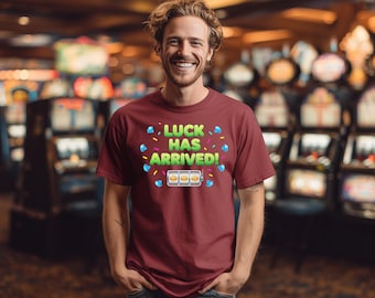 Triple Jackpot Slot Machine Graphic Tee | Casino Luck Design