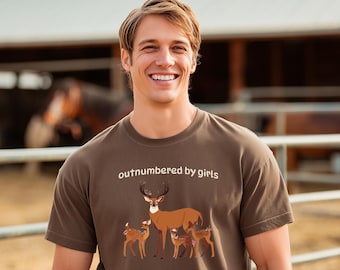 Deer Dad Shirt – Outnumbered by Girls Funny Father's Day Gift