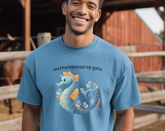 Outnumbered by Girls – Seahorse | funny dad design, girl dad humor, father’s day sea art