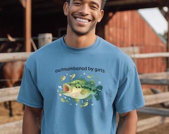 Bass Fishing Dad Shirt – Outnumbered by Girls Humor Tee