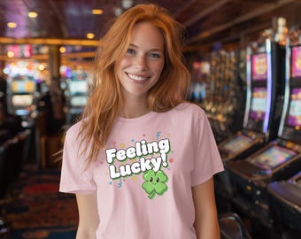 Feeling Lucky‑Smiling Shamrock | lucky clover design, festive confetti artwork, cheerful graphic
